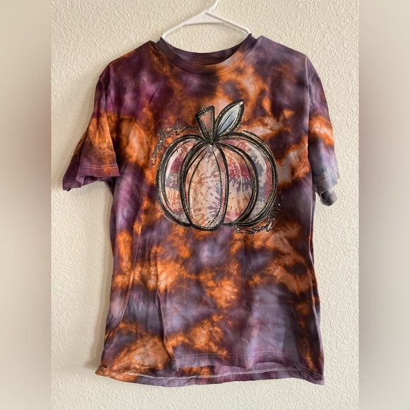 Tultex Women’s Tie-Dye Pumpkin Graphic T-Shirt size L - Picture 1 of 4